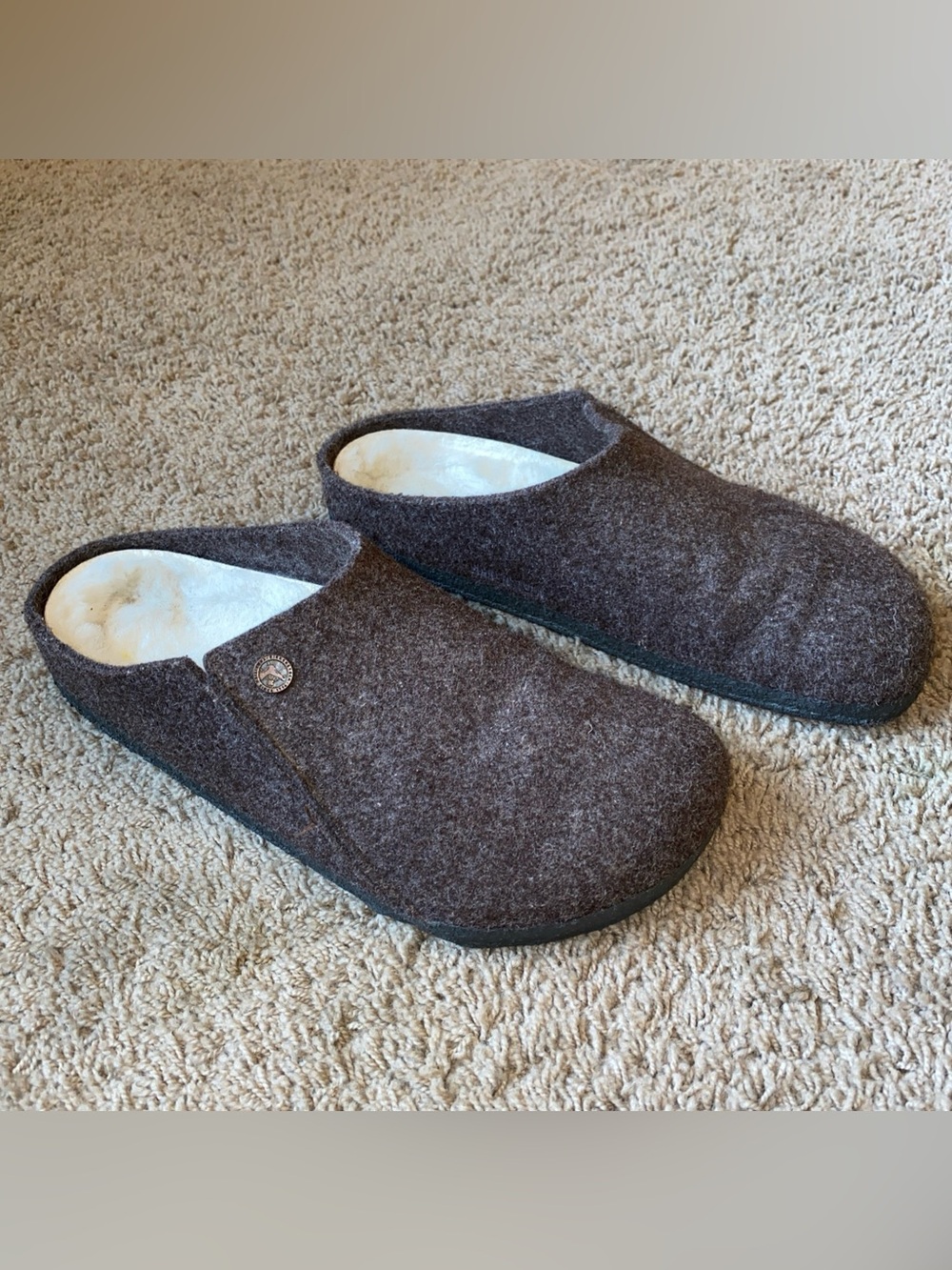 Birkenstock Zermatt Shearling Slippers Mocha Brown Wool Felt Mens 10 EU 43